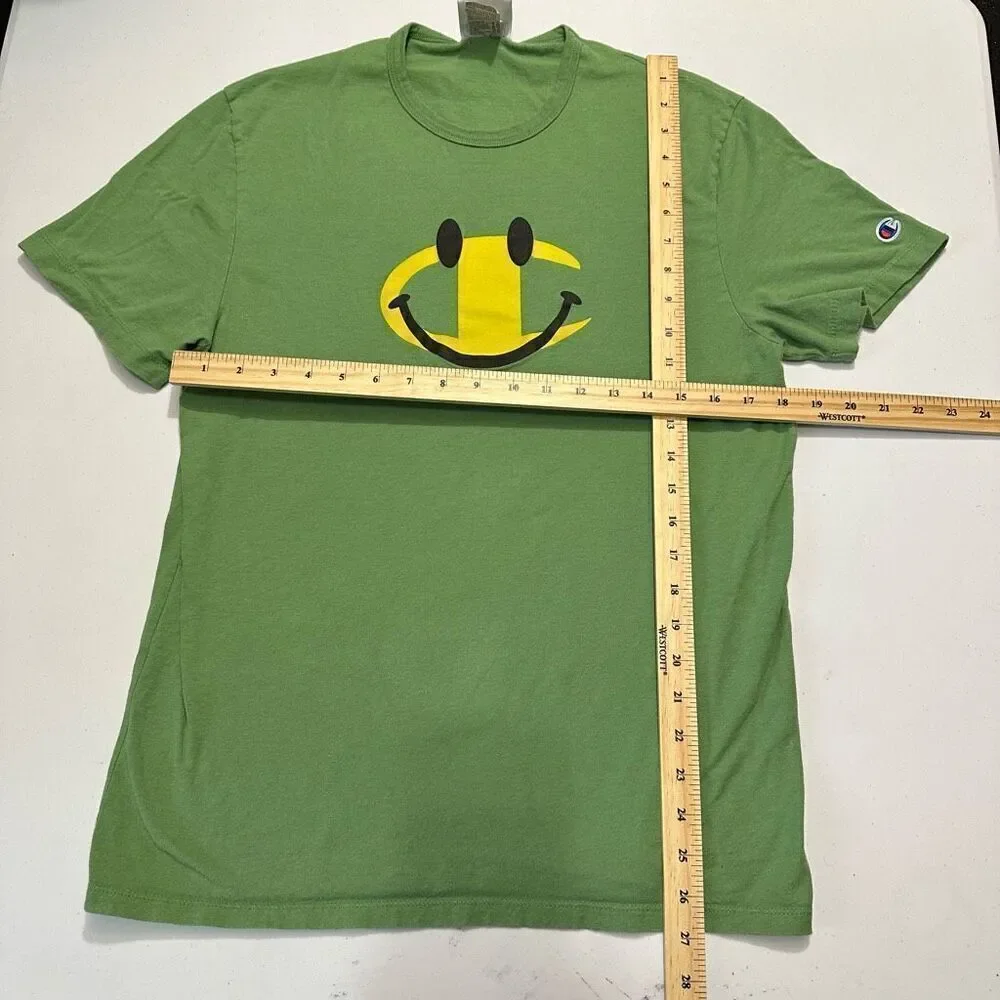 Champion Short Sleeve Green T-Shirt Happy Face | Men Size Medium - Picture 7 of 9